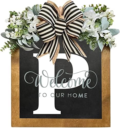 16'' Personalized Last Name Welcome Sign, Door Wreaths for Front Door Outside, Spring Wreath for Front Door Decor, Farmhouse New Home Gifts for Home (P) by Jxueych