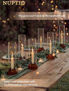 NUPTIO Hurricane Glass Candle Holders with Wax Catchers, Dripless, Set of 2 - Image 2