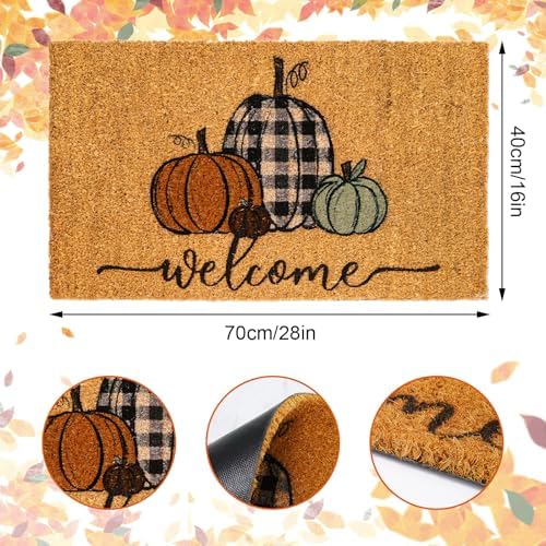 Whaline Fall Door Mats Natural Coir Welcome Doormat Pumpkin Non Slip Farmhouse Rectangle Front Door Rugs Floor Mat for Outdoor Entrance Porch Decor, 16 x 28 Inch - Image 3