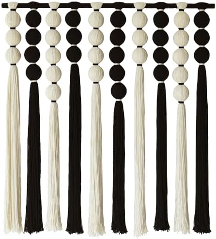 Macrame Wall Hanging Black White Sphericity Fiber Yarn Art 39"W*39"L - Image 5