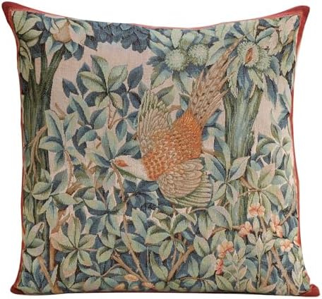William Morris A Pheasant In A Forest Tapestry Pillow Cover 19 x 19in by CCharlotteHomeFurnishings