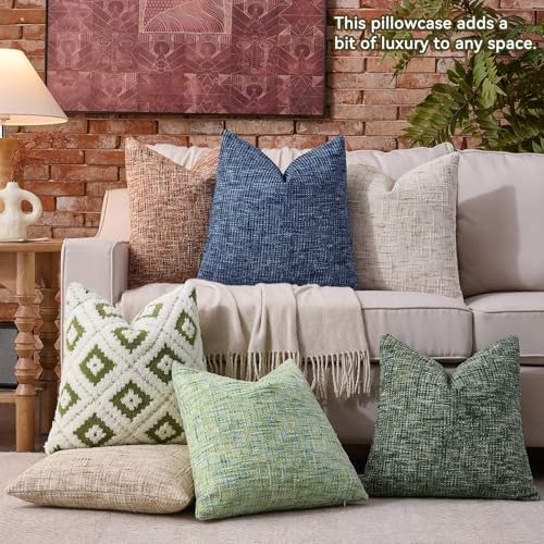 AmHoo Pack of 2 Chenille Textured Throw Pillow Cover, 500GSM Boho Farmhouse Decorative Couch Pillow Covers for Modern Home Decor Bed Sofa Living Room 20 x 20-Inch Beige - Image 4
