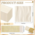 Tatuo 50 Sets Ivory Satin Napkins and Rings Set, Ivory - Image 2