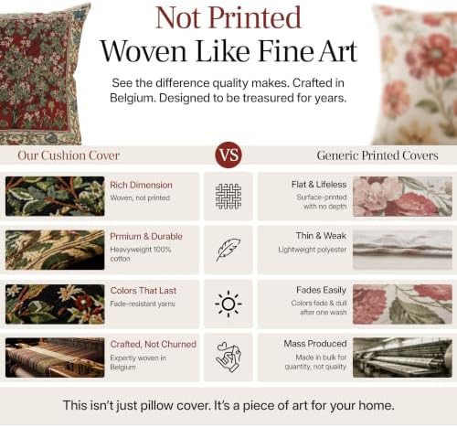 William Morris Tree of Life Red Tapestry Throw Pillow Cover 16 x 16 in - Image 4