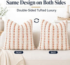 CROWNED BEAUTY Farmhouse Boho Throw Pillow Covers, 24x24, Rust Orange - Image 6