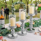 Hurricane Candle Holder, 15.9" Tall Metal Candle Stand, Glass Pillar Holder - Image 3