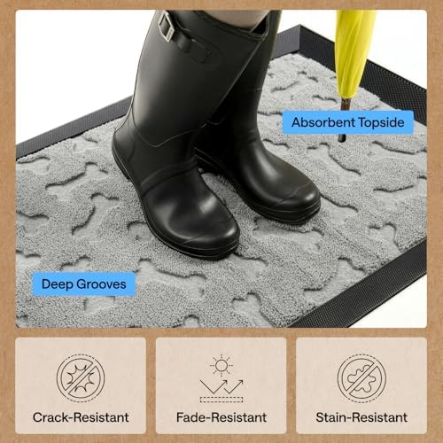 GORILLA GRIP WeatherMAX Door Mat, Indoor Outdoor, 47x35, Light Gray Bones - Image 5