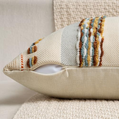 ANRODUO Boho Decorative Throw Pillow Covers 18x18 Inch Rust Blue Pack of 2 - Image 5