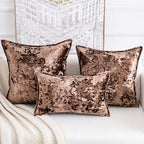Premium Series, Crushed Velvet Throw Pillow Covers, Luxury Thick Cushion Cases for Home Decor, Dark Brown, 20x20 Inch, Covers Only - Image 5