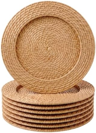 Rattan Plate Chargers, Round Woven, Harvest, Set of 8 by Jay+Imports