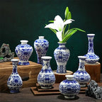 Dandat 8 Pcs Small Blue and White Ceramic Vase, Chinoiserie Floral,Fresh - Image 6