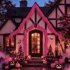 9Ft Halloween Cedar Garland,Pink Real Touch Soft Christmas Decorations - Image 2