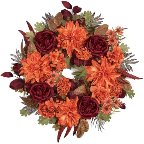 24in Fall Wreaths for Front Door Artificial Autumn Wreath by MDSTBN