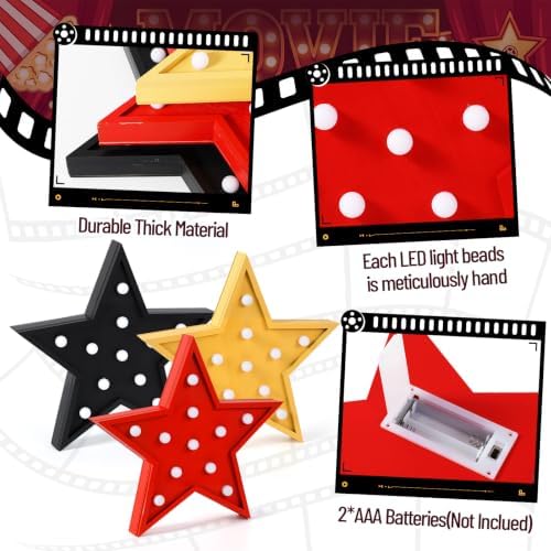 Novabright 4 Pcs Movie Light up Signs Theater Star Letters LED Decor - Image 4