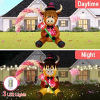 5FT Tall Valentine's Day Inflatable Highland Cow Holding a Rose, Blow Up Valentine's Day Outdoor Decoration Built-in 3 Led Lights for Wedding Propose Indoor Yard Party Supplies - Image 4