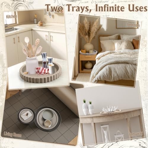 2 Pcs Round Trays for Coffee Table Decor, Decorative Tray for Perfume, Candle, Soap, Plants, Circle Coffee Table Trays for Living Room, Bathroom & Table Tray Decor - Image 7