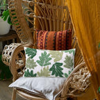 Set of 2 Embroidered Decorative Throw Pillow Covers Couch Square Pillowcases Cushion for Bedroom Sofa Farmhouse Decor 18x18 Inch (Green Maple Leaf-Lumbar) - Image 5
