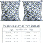 Ridhi Block Print Light Steel Blue Pillow Cover 18" x 18" (Pack of 2) Decorative Couch Pillows for Living Room, Chic Boho Cute Outdoor Pillows Covers Gifts for Spring, Easter and Valentine - Image 5