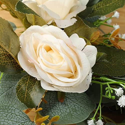 H&W 2pcs Small Size Artificial Wedding Arch Flowers for Sign, Floral Swag Dusty Decor for Reception Ceremony Backdrop Sweetheart Table(White Rose) - Image 6