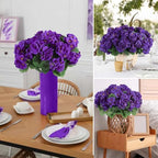 Hananona 12 Pcs Artificial Geranium Flowers for Outdoors Geranium Silk Flowers Outdoor UV Resistant Garden Plants Faux Flowers for Home Kitchen Table Centerpieces Decor (12, Purple) - Image 6