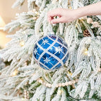 JORNOY Christmas Balls Ornaments Set, 6 inch/150mm Extra Large Shatterproof Plastic Hanging Bulbs for Xmas Tree Decorations Holiday Party with String, 4 Pack-Silver&Navy Blue - Image 5