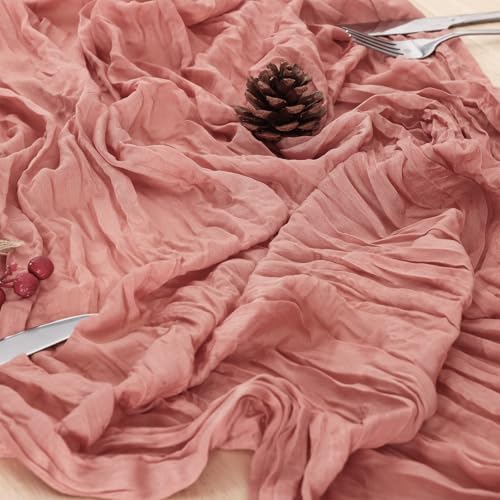 10 Pack Dusty Pink Cheesecloth Table Runner 120 Inch Boho Wedding Decor - Image 5