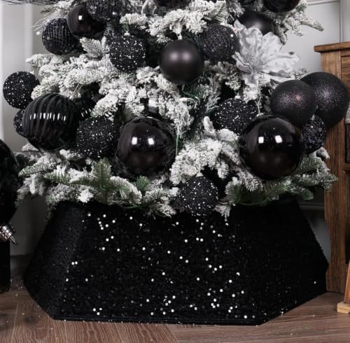 XmasExp Christmas Tree Collar, 24-36 inch Sequin Tree Skirt Stand Base Cover for Home Decor (Black, X-Large) - Image 7