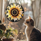 Retro Sunflower Stained Glass Window Hanging Suncatcher Gifts for Mom 12" - Image 3