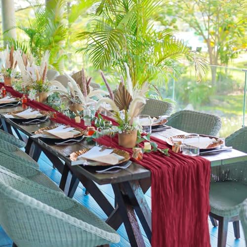 12 Pack Burgundy 10Ft Cheesecloth Table Runner - Image 6
