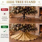 Velvet Christmas Tree Skirt Decor, 60 Inches, Scalloped Edge, Gold - Image 4