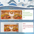 8X7Ft Fall Garage Door Banner Decorations Autumn Pumpkin Harvest Large Thanksgiving Garage Door Cover Hanging Garage Door Backdrop Fall Holiday Party Background Sign for Wall House Decor - Image 5