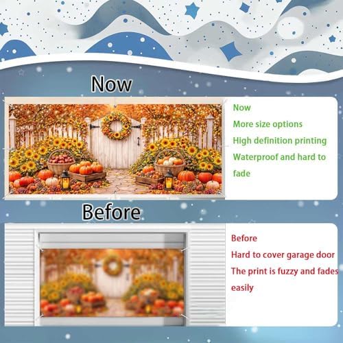 13X6Ft Fall Garage Door Banner Decorations Autumn Pumpkin Harvest Large Thanksgiving Garage Door Cover Hanging Garage Door Backdrop Fall Holiday Party Background Sign for Wall House Decor - Image 5