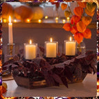 Fall Table Centerpiece Artificial Cimicifuga Leaves Candle Holder - Image 3