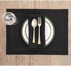 Solino Home 100% Pure Linen Placemats Black Hemstitch, 14 x 19 in, Set of 4 - Image 2