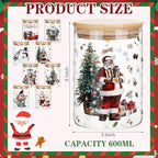 Potchen 8 Pcs Christmas Glass Storage Jars 19oz Christmas Canister Set with Airtight Lid Cookie Candy Jar for Winter Xmas Snowman Santa Kitchen Countertop Food Containers, 5.1 x 3.3 Inches(Christmas) - Image 2