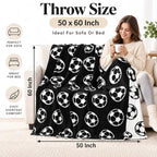 Buryeah Soccer Knit Throw Blanket, Soccer Gift for Boys Teens Men, 50 x 60 Inch Cozy Sport Reversible Knitted Throw Blanket for Couch Sofa Bed Home Decor - Image 3