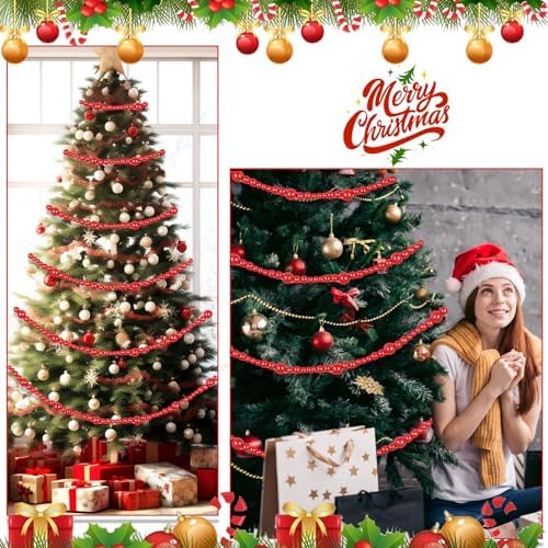 Zeyune 1 Pcs 66 Feet Christmas Beads Garland, Red - Image 5