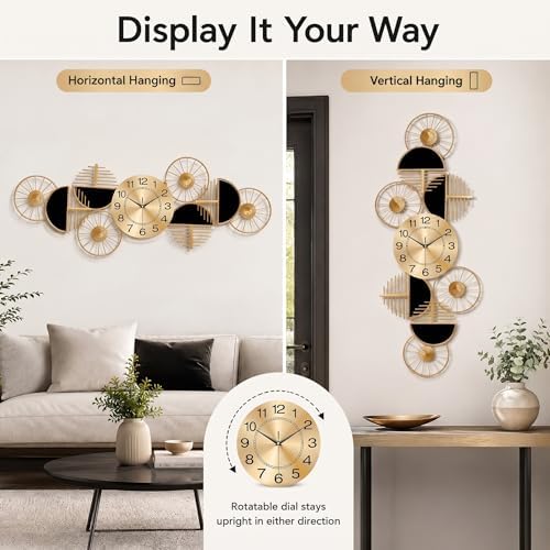 40" Modern Large Wall Clock Decorative Metal Art for Living Room - Image 2