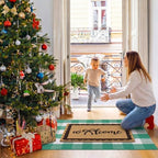 2pcs Christmas Welcome Mat for Front Door Layered Buffalo Plaid Outdoor Rug - Image 6