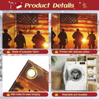 16x7Ft Patriotic American Soldier Silhouette Garage Door Decoration Flag, Military Tribute flag - Sunset USA Flag Themed Outdoor Decor - Image 2