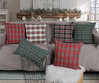 4TH Emotion Set of 2 Christmas Scottish Tartan Plaid Throw Pillow Covers Cushion Case Polyester for Farmhouse Home Decor Red and Green, 20 x 20 Inches - Image 6