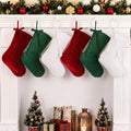Leumoi 6 Pcs 18 Inch Farmhouse Velvet Christmas Stockings, Large Classic Multicolor Christmas Fireplace Stockings with Bow Country Rustic Velvet Hanging Decorations for Family Mantel Party Favors by Leumoi
