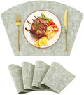 Homaxy Wedge Faux Leather Placemats for Round Table, Set of 4, Grass Green by Homaxy