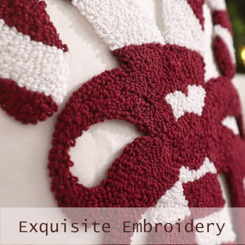 Christmas Bowknot and Candy Cane Throw Pillow Cover 18 x 18 Set of 2 - Image 2