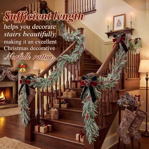 Thiccywoov 9ft Norfolk Pine Christmas Garland Decoration for Mantel - Image 3