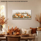 WAXWHELK Pumpkin Fall Canvas Wall Art, Autumn Thanksgiving Rustic Farmhouse Painting Pictures, Floral Pumpkin Artwork for Living Room Bedroom Home Decor (24"x47") - Image 2