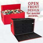 HOLDN’ STORAGE Christmas Ornament Storage Box with Dividers, Stores Ornaments up to 96 of 3 Inch Large Christmas Ball Storage Containers with 4 Trays - Red - Image 5
