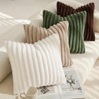 decorUhome Fall Faux Fur Throw Pillow Covers 26x26 Set of 2 Dark Brown - Image 5