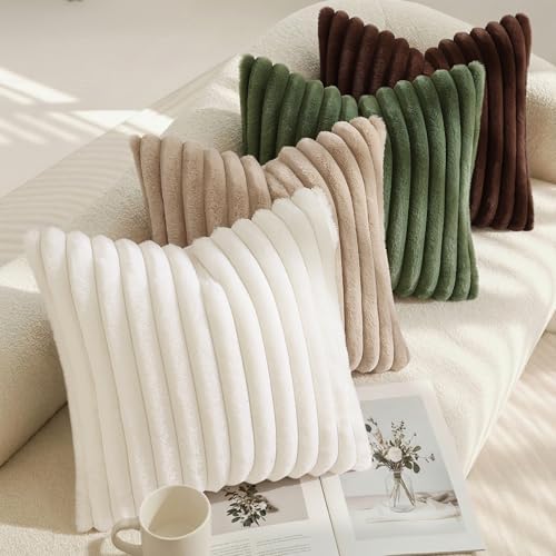 decorUhome Fall Faux Fur Throw Pillow Covers 26x26 Set of 2 Dark Brown - Image 5
