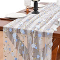 Blue Wildflowers Table Runner Gauze Floral Birthday Party Home Table Decor by Joanlody